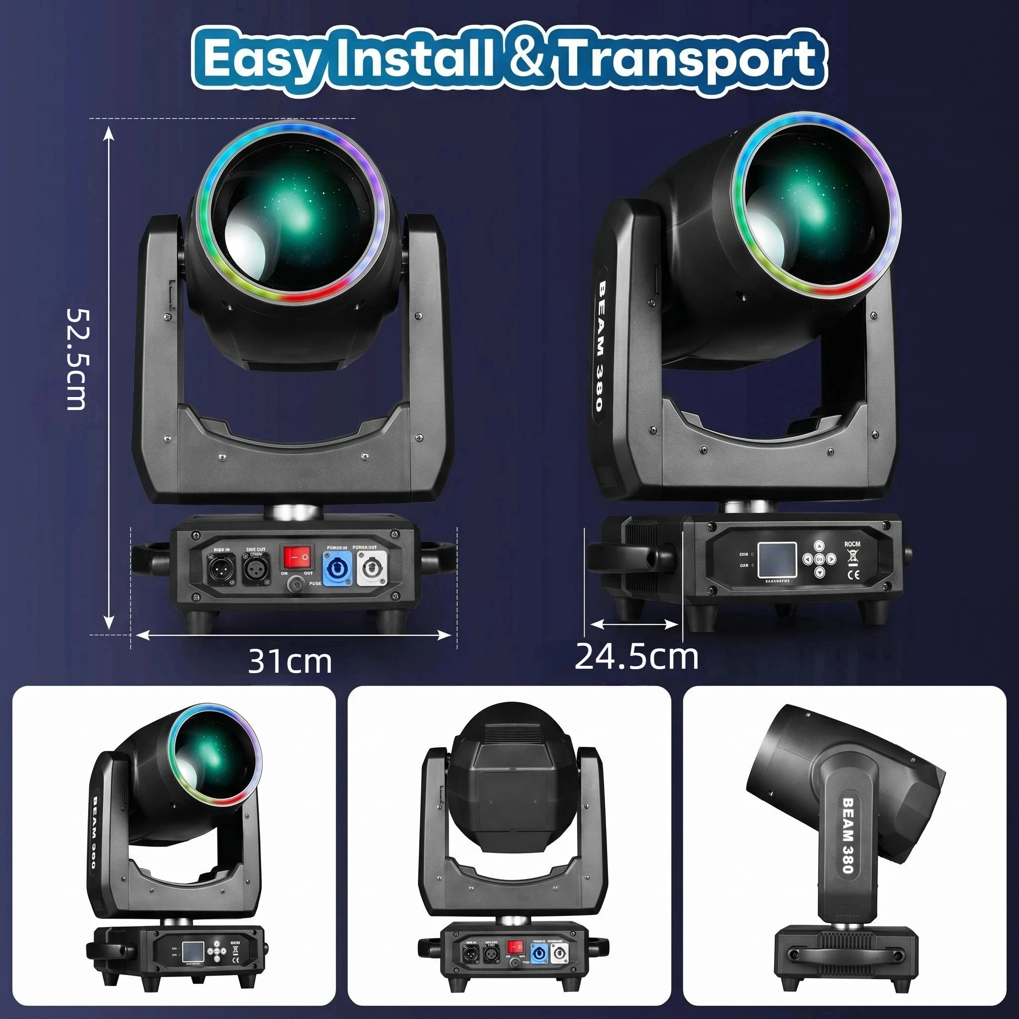 380W 20R Moving Head Lighting 2Pcs with Flight Case 8+48 Prism14 Gobo&Color Wheel Suitable for Disco DJ Wedding Stage Light