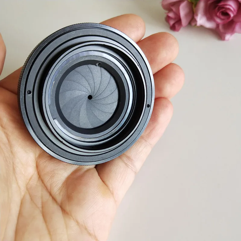 Modulo di apertura regolabile Anello adattatore per obiettivo fotocamera M42 Aspirazione della luce Cambia apertura Iris Dispositivo per la visione notturna Profondità del campo