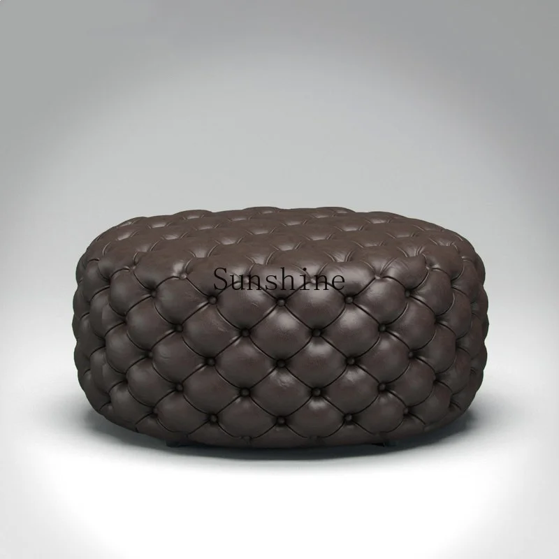 European round leather sofa stool clothing store try shoe stool