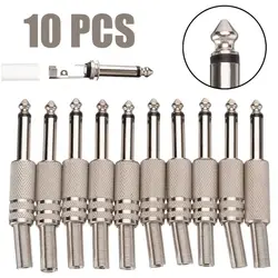10pcs/pack 6.35mm Male Soldering Audio Connector 1/4