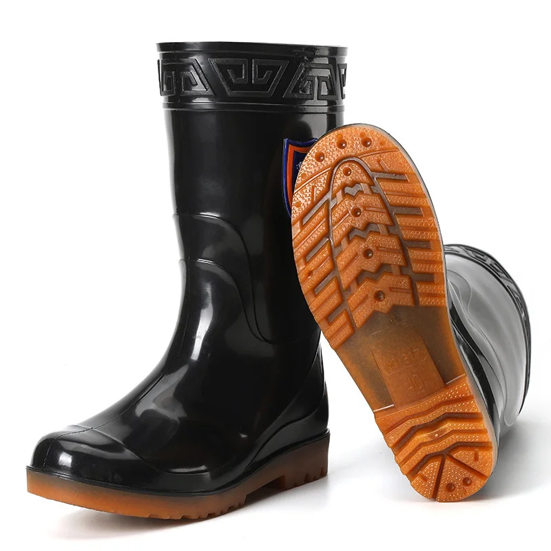 Men Rain Boots Labor Shoes Woman Workplace Kitchen Waterproof Anti-skip Anti-oil Male Shoes Rainy Car Washing Men's Shoes