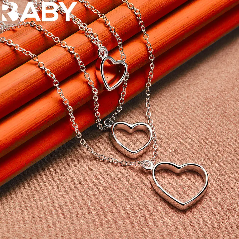 

URBABY стерлингового серебра 925 пробы, размер сердца, градиентная цепочка, ожерелье для женщин, модные украшения, классический стиль, свадебные подарки на помолвку