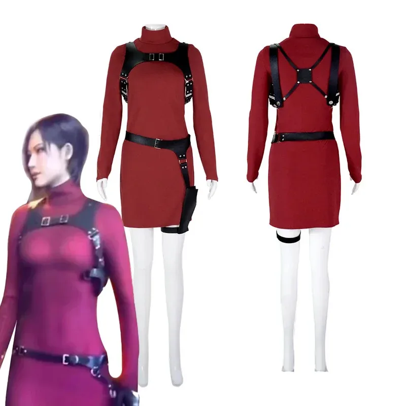 

Resident Evil 4 Cosplay Sexy Red Robe for Adults, Ada Wang Cosplay, Reset Edition, Role Playing Gel