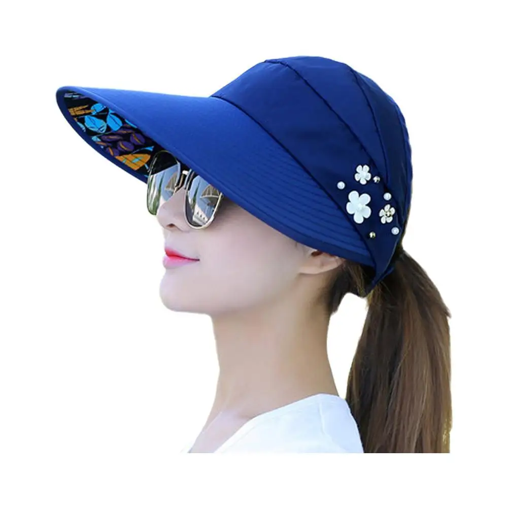 Summer Women's Outdoor Sun Hat With Wide Brim Foldable Fashion Breathable Empty Top Beach Hats UV Protection Ladies Cap 2026