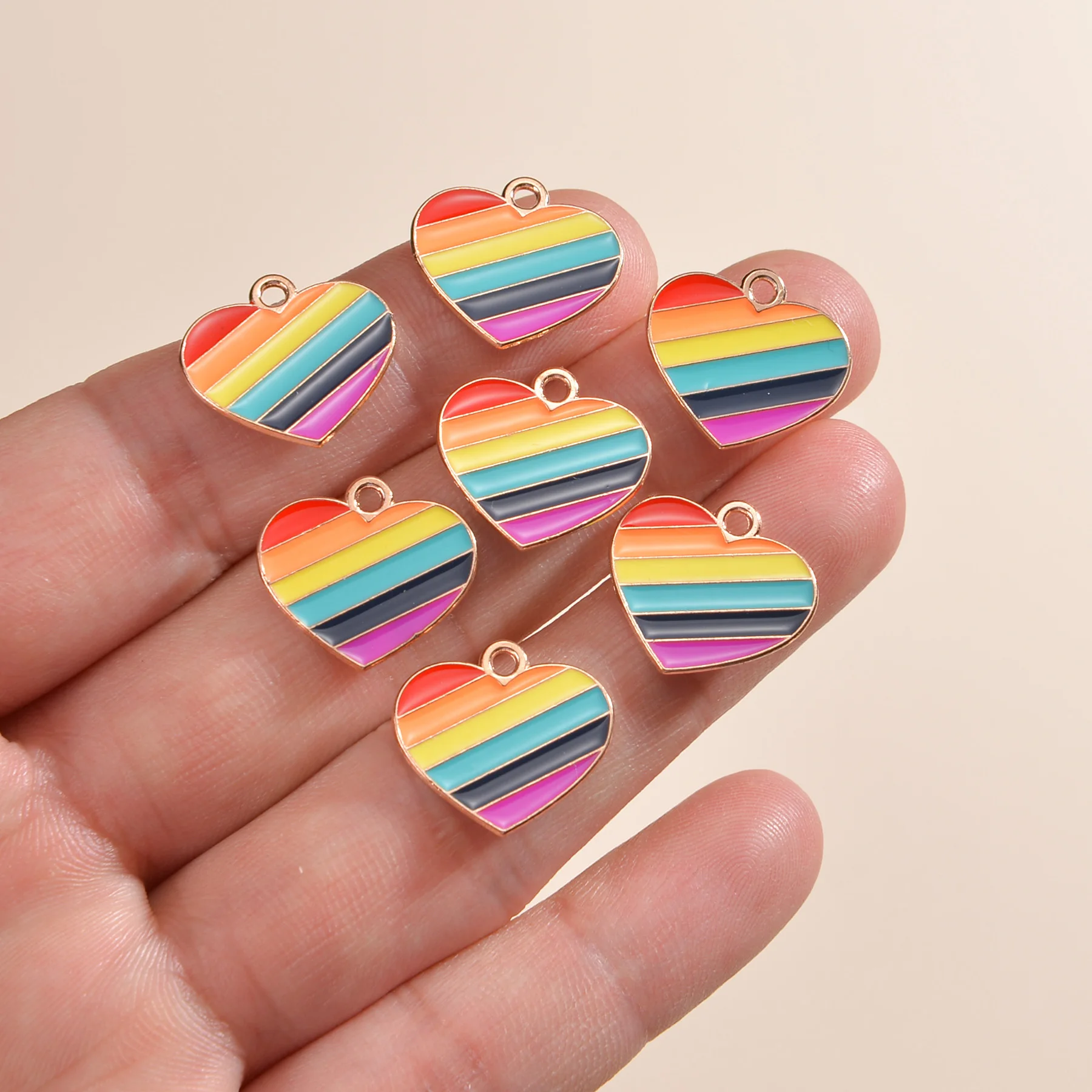 LGBT Rainbow Enamel Love Heart Pride Gay Lesbian Charm Pendant Jewelr Making Diy Necklace Earring Keychain Brooch Gift Accessory