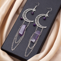 New Witchy Crescent Moon Crystals Stone Earring Wicca Healing Crystal Magic Protection Celestial Jewelry Women Gift