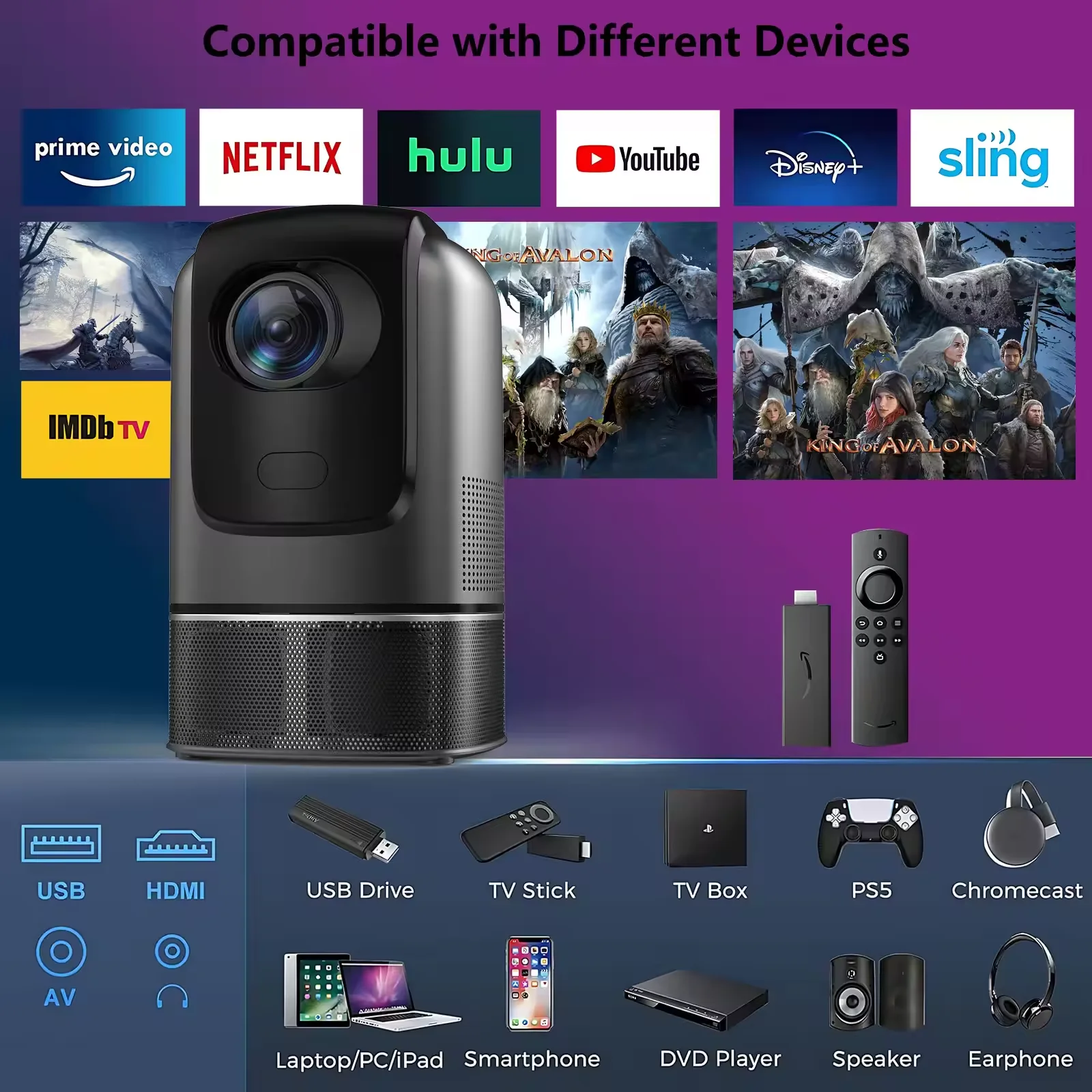 TS1 Portable Projector with Bu - Home Cinema Hdmi review and price