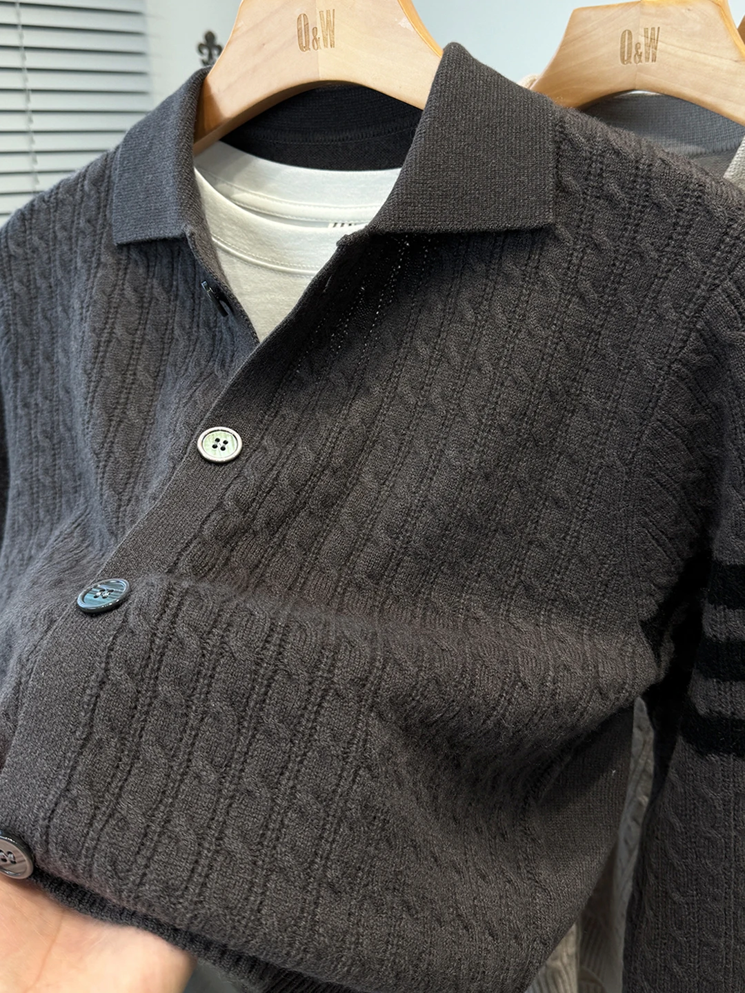 

00% Wool Men's Open Cardigan Knitted Sweater Outerwear Collar Faionable Autumn Winter Regular Fit Long Sve Casual