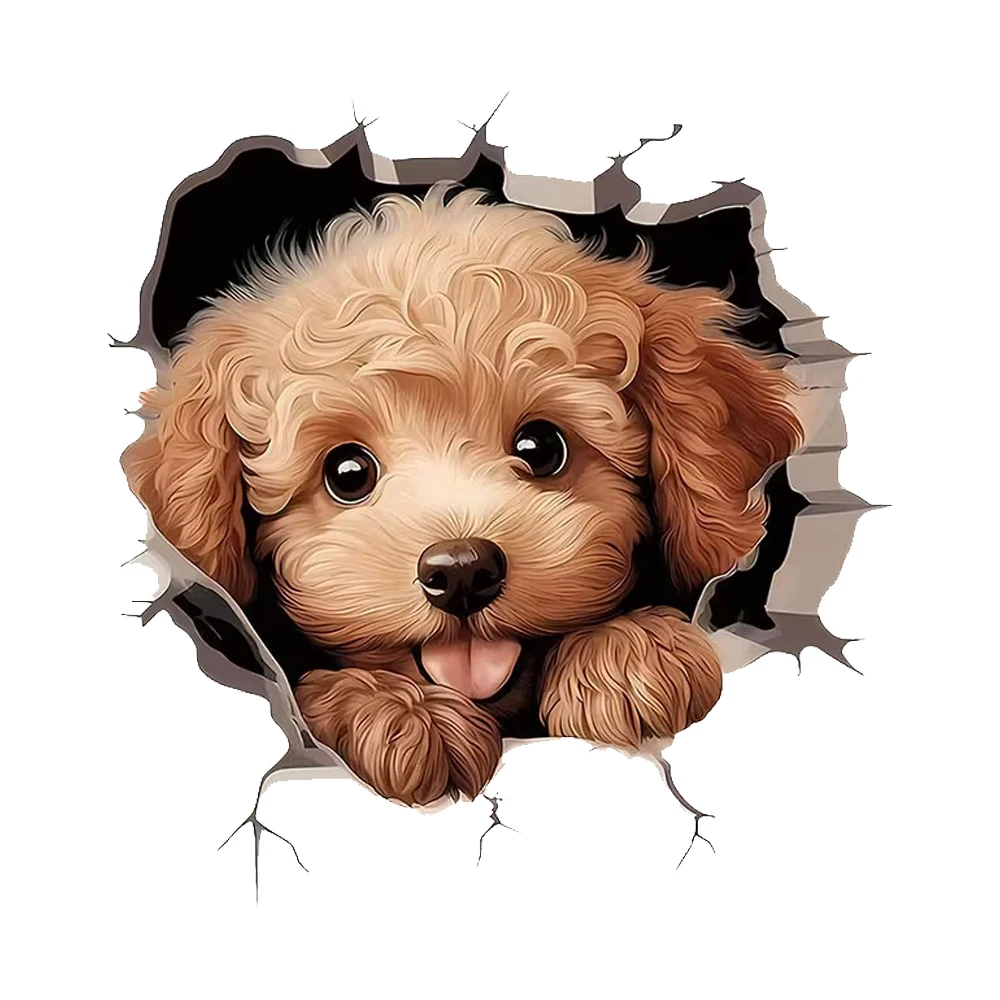 Cute Peeking Poodle Dog Creative Decorative Stickers, Suitable for a Variety of Scene Decorations, Such As Cars, Trucks