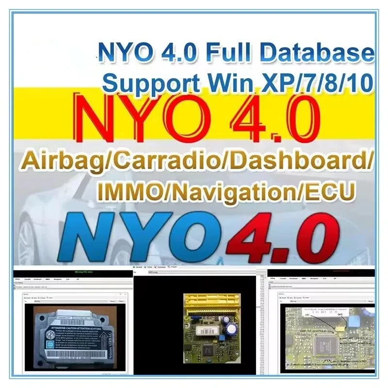 2017 NYO4.0 Software De Reparación De Automóviles Con Base De Datos Completa Para Airbag, Radio De Coche, Tablero, IMMO, Navegac