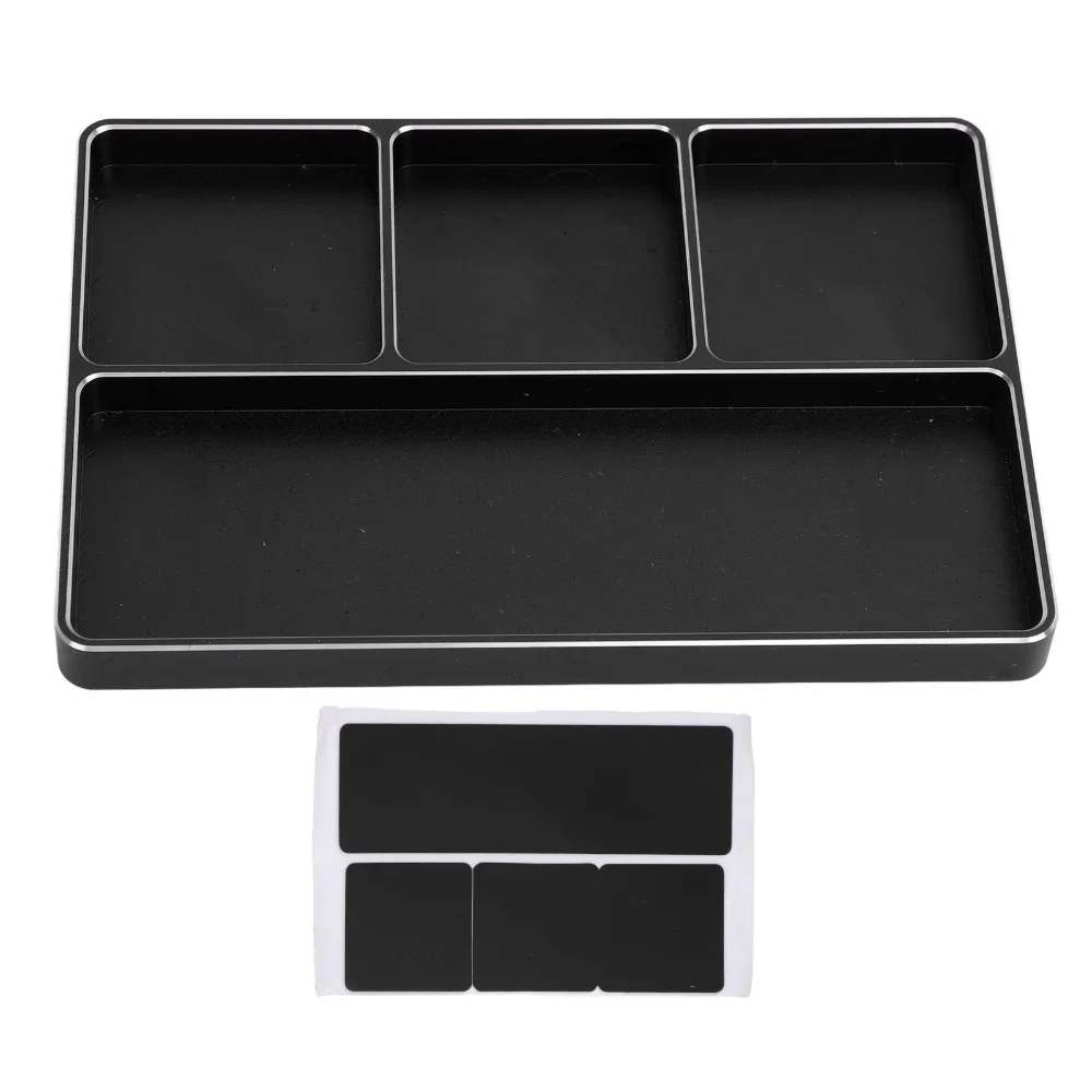 Durable Metal RC Screw Tray 4 Grids With Magnetic Pad Repair Tool Organizer CNC Machined Screw Parts Tray For RC Car