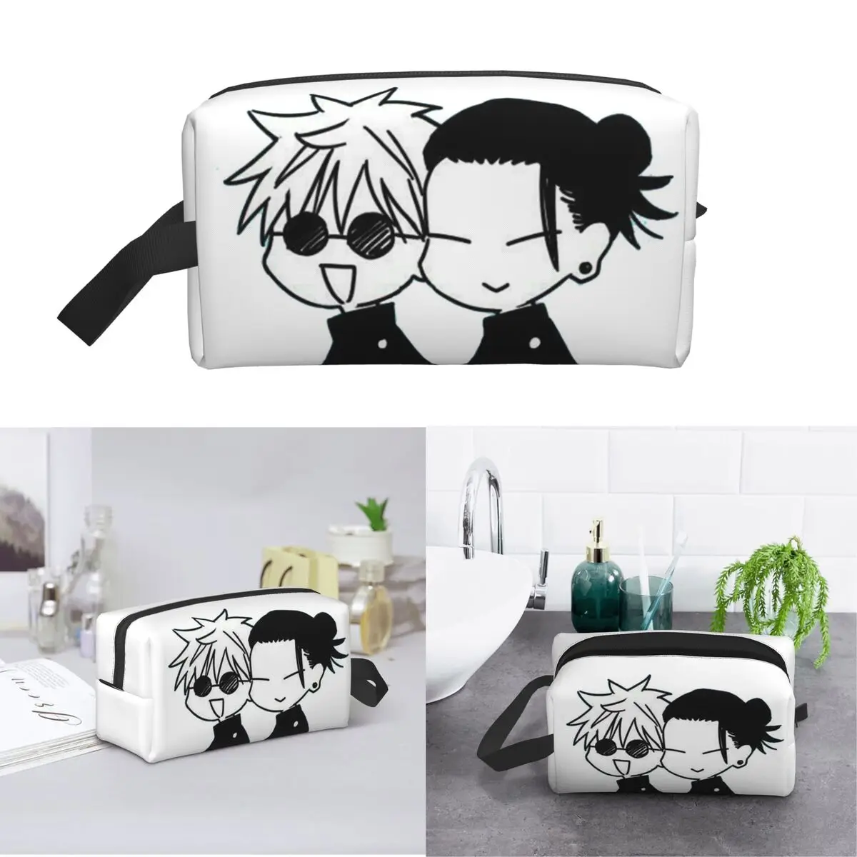 Gojo Satoru And Geto Suguru Makeup Bag Cosmetic Organizer Storage Dopp Kit Toiletry Cosmetic Bag for Women Beauty Travel