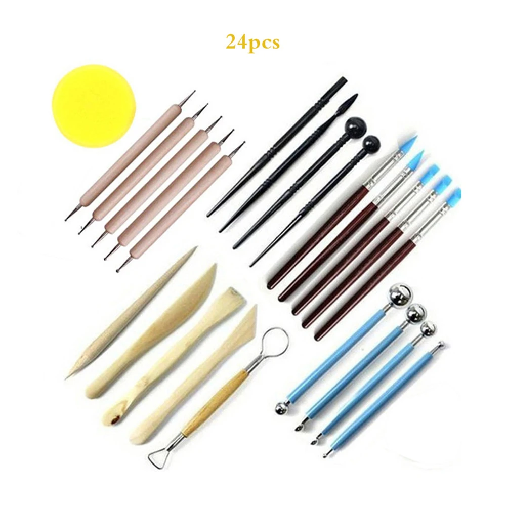 

Набор инструментов для работы с глиной, 24 шт., для скульптурирования с шариком, инструмент для работы с глиной и искусством искусства