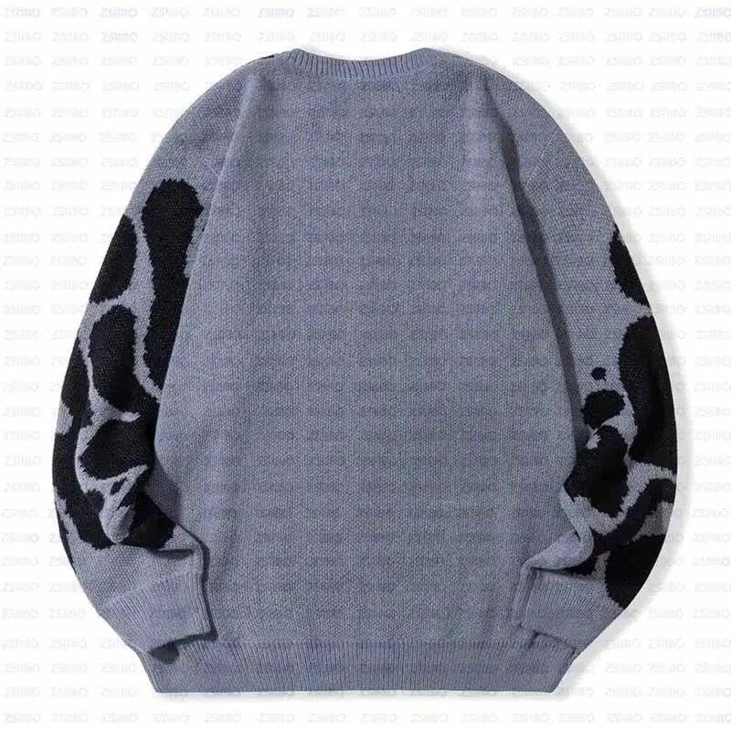 Jersey de punto con bordado de letras y cuello redondo, simple Otoño e Invierno uso diario, diseño suelto para suéter de exterior
