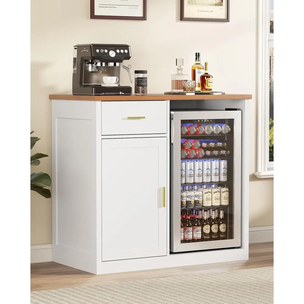 

Ridge-Included Bar Cabinet with Storage, Adjustable Shelves, Ideal for Wine & Liquor, Suitable for Living or Dining Rooms, White