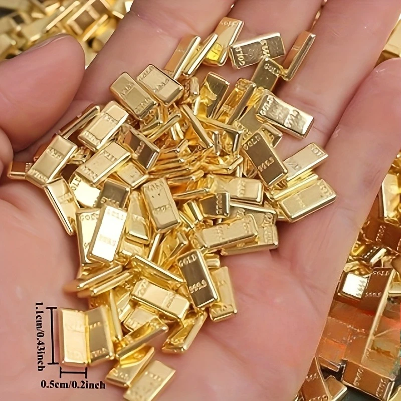 Ultra-Realistic Mini Golden Bars Simulated Golden Ingots Mode Sets DIY Ornament Accessories Solid Materials, Mini Golden Nuggets - view 3