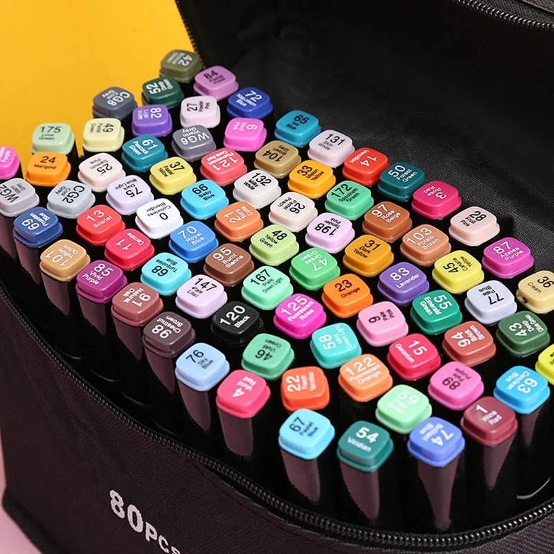 Double-Headed Marker Pen Set Student Animation Drawing Art 80 Colors Marker Kids Painting Pens Watercolor Pen School Supplies