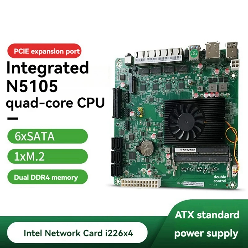 N5105 Motherboard For NAS System Soft Routers N5105 ITX Motherboards With 2.5G Networking Port 6 Sata CPU 11