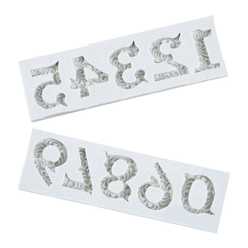1Set Floating Relief Chocolate Mold Numbers Embossed Numbers Silicone Baking Mold Cake Fondant Candy Ice Cube Jelly Molds