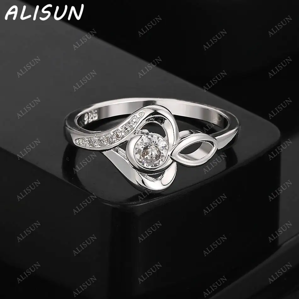 

ALISUN 925 Sterling Silver Size 7-10 Zircons Heart Ring For Women Grace Jewelry Trend Fashionable Birthday Party Gifts