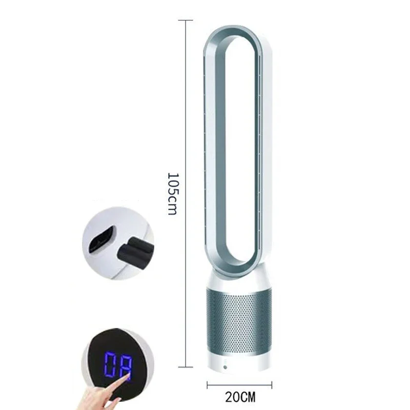 #40W Electric Blade-less Fan with 8-Speed Settings and 42-Inch Air Purification and Circulation—3-in-1 Functionality
