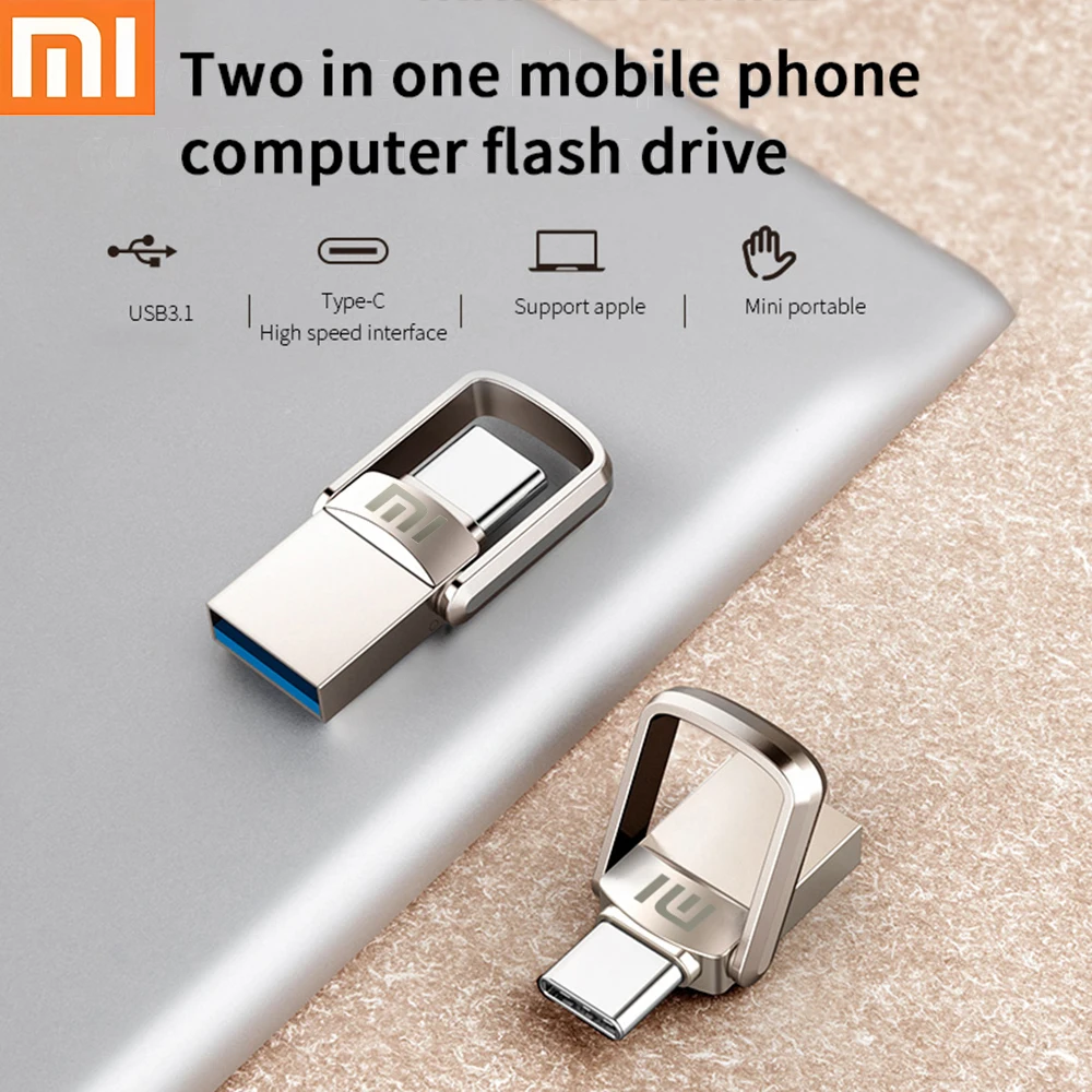 XIAOMI 2 تيرا بايت محرك فلاش USB واجهة البرق 2 في 1 USB3.0 محرك القلم 1 تيرا بايت TYPE-C بندريف قرص ذاكرة USB لنظام أندرويد/آيفون