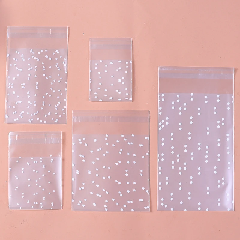 LBSISI Life 100pcs Frosted Matte Dot Candy Cookie Bag Plastic Self Adhensive Bags Wedding Birthday Christmas Biscuits Packaging