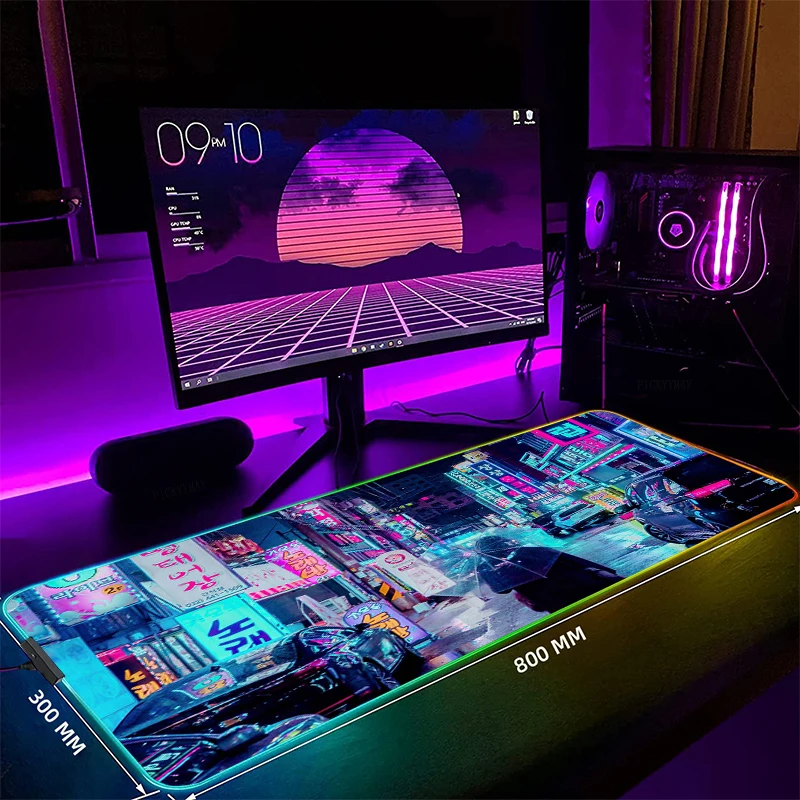 

Неоновый большой коврик для мыши RGB, игровой коврик для мыши со светодиодной подсветкой, геймерские коврики для мыши, настольные коврики для ПК, коврики для клавиатуры RGB XXL 35,4x15,7 дюйма