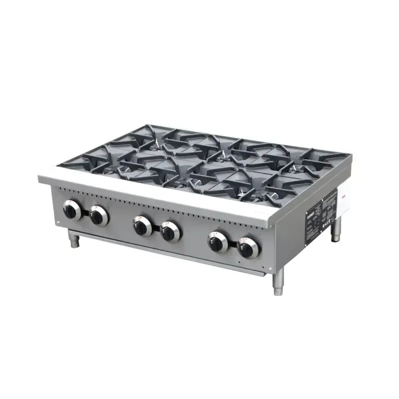 Commercial Stainless Steel Countertop Gas Stove 2 4 6 8 Burner Head Pot Stove Barbecue Stew Catering Equipment
