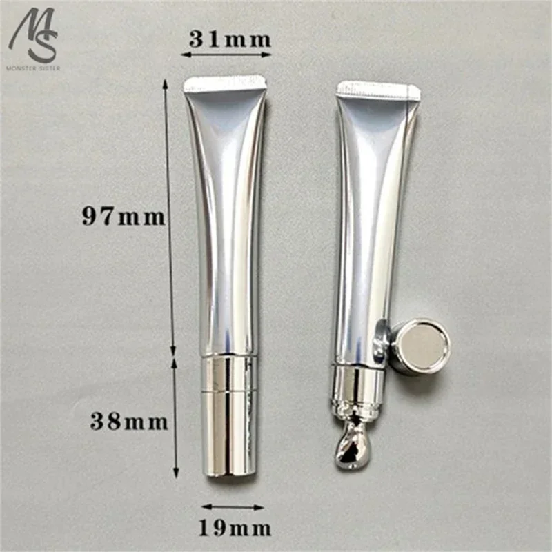 1Pc 20ml Soft Hose &Tube with Metal Massage Head for Eye Lotion/serum Golden/silver Empty Package for Cosmetic Products