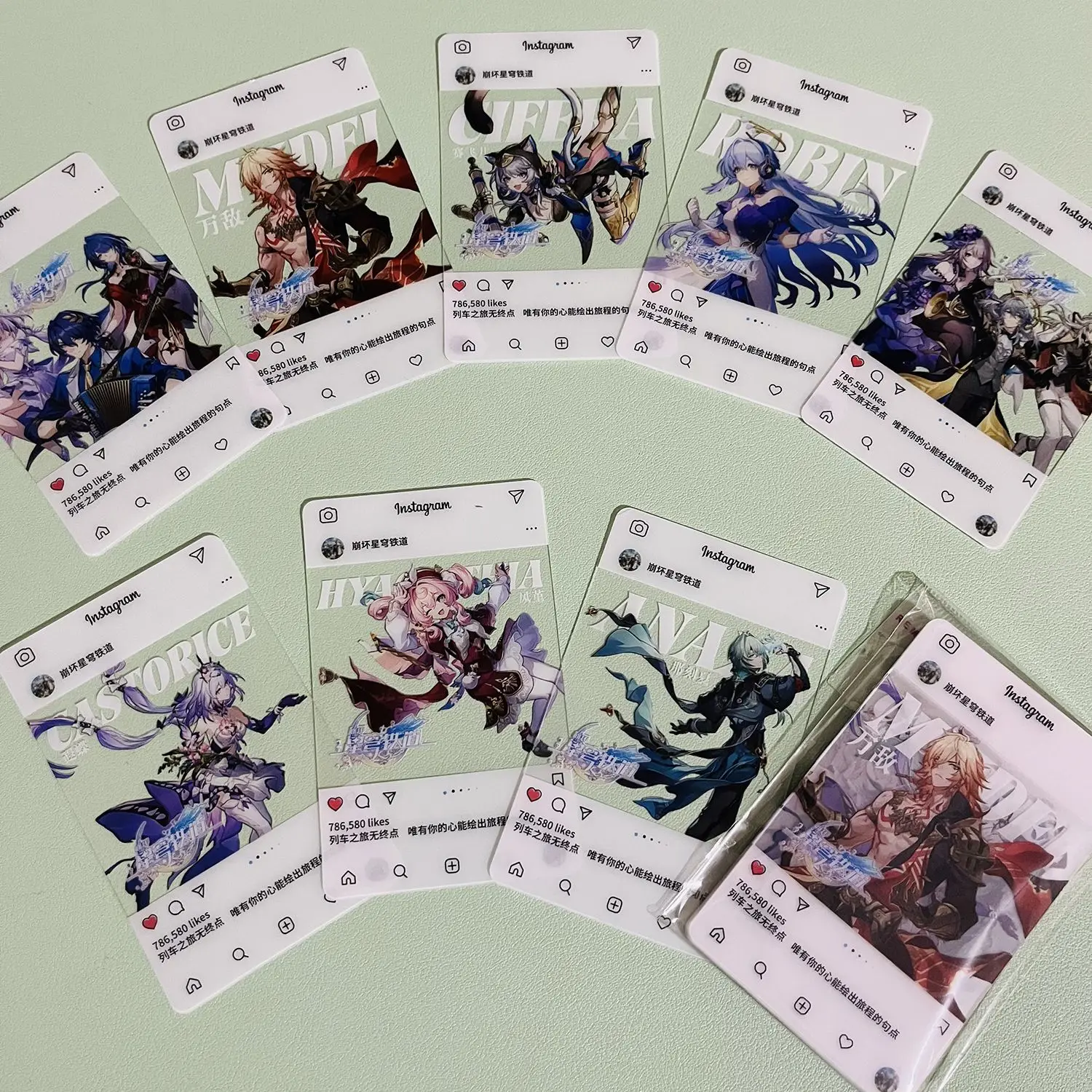 8 Pçs/set Jogo Honkai Star Rail Três Polegadas Foto Adereços Cartão Castorice Anaxa Domingo The Herta Raiden Bosenmori Mei Khaslana Cipher