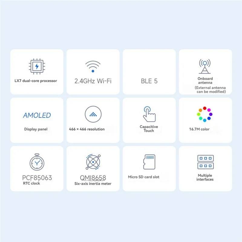 Solid ESP32 S3 Scheda di sviluppo Display AMOLED da 1,43 pollici Touchscreen con porta SD/QMI8658C Sensore a 6 assi per Arduino LVGL A