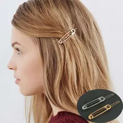 Geometric Metal Clip for Women Girl Chic Safety Pin Hairpins Brooch Pin Shape Barrettes Stylish Hair Accessories Jewelry Gift