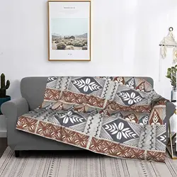 Polynesian Tongan Tapa Design Fleece Throw Blanket Tribal Blanket for Sofa Outdoor Warm Bedding Throws