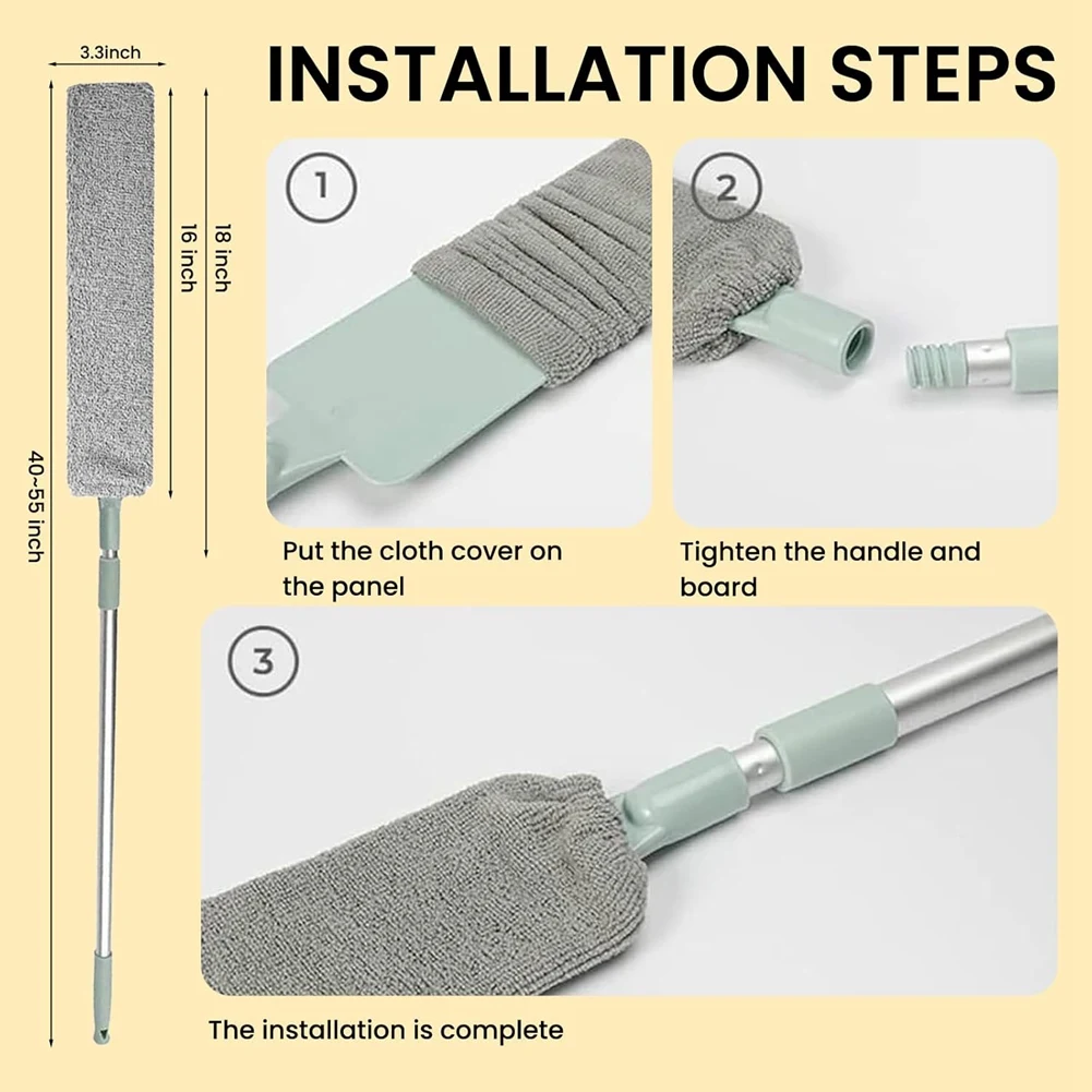 DT81 Extendable Microfiber Duster Versatile Cleaning Tool for Ceilings, Blinds, Under Furniture Washable Dusting Wand