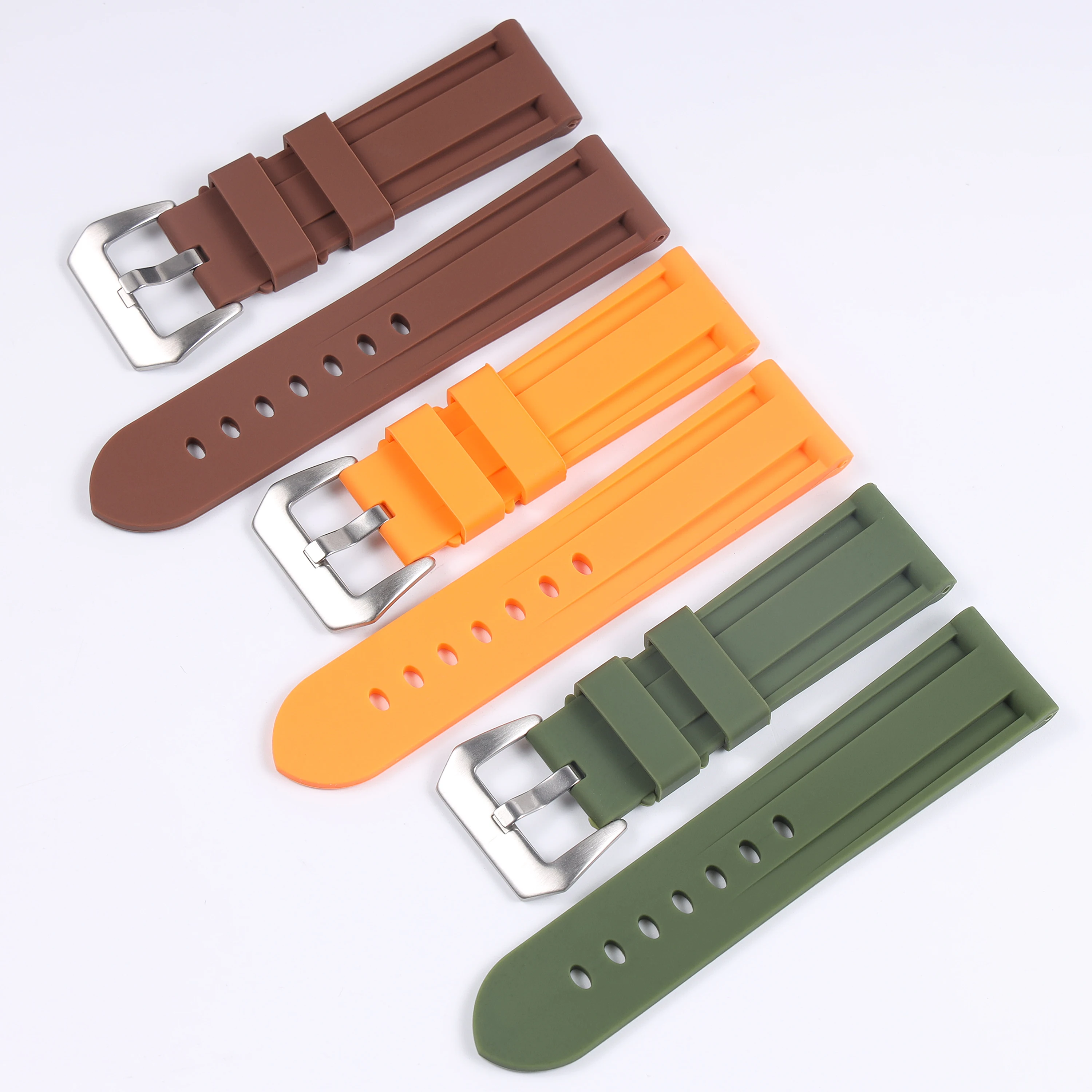 Universal Silicone Watchband 20-26mm Black Yellow Blue Green Red Rubber Wrist Strap for Panerai Seiko Casio Huawei Samsung