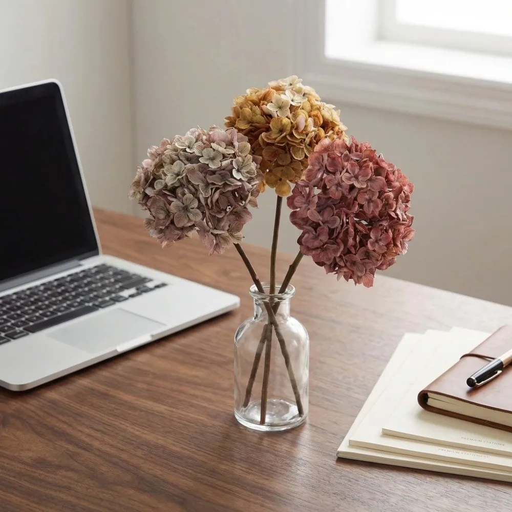 

Hydrangea Macrophylla Artificial Hydrangea Flower Real Touch Realistic Faux Flower Branch Artificial Handmade Fake Flower