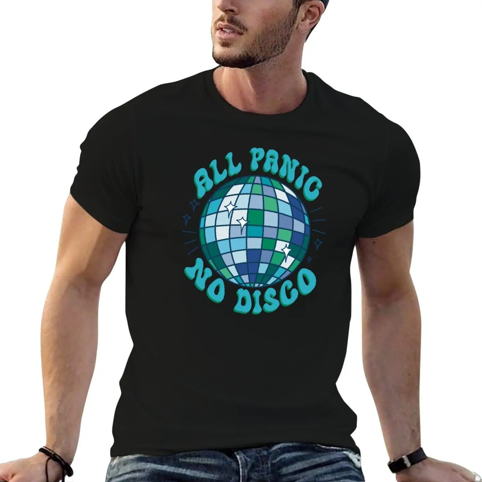 

cotton Panic man All t 100% Blue No Disco - shirts t T-Shirt shirt cotton