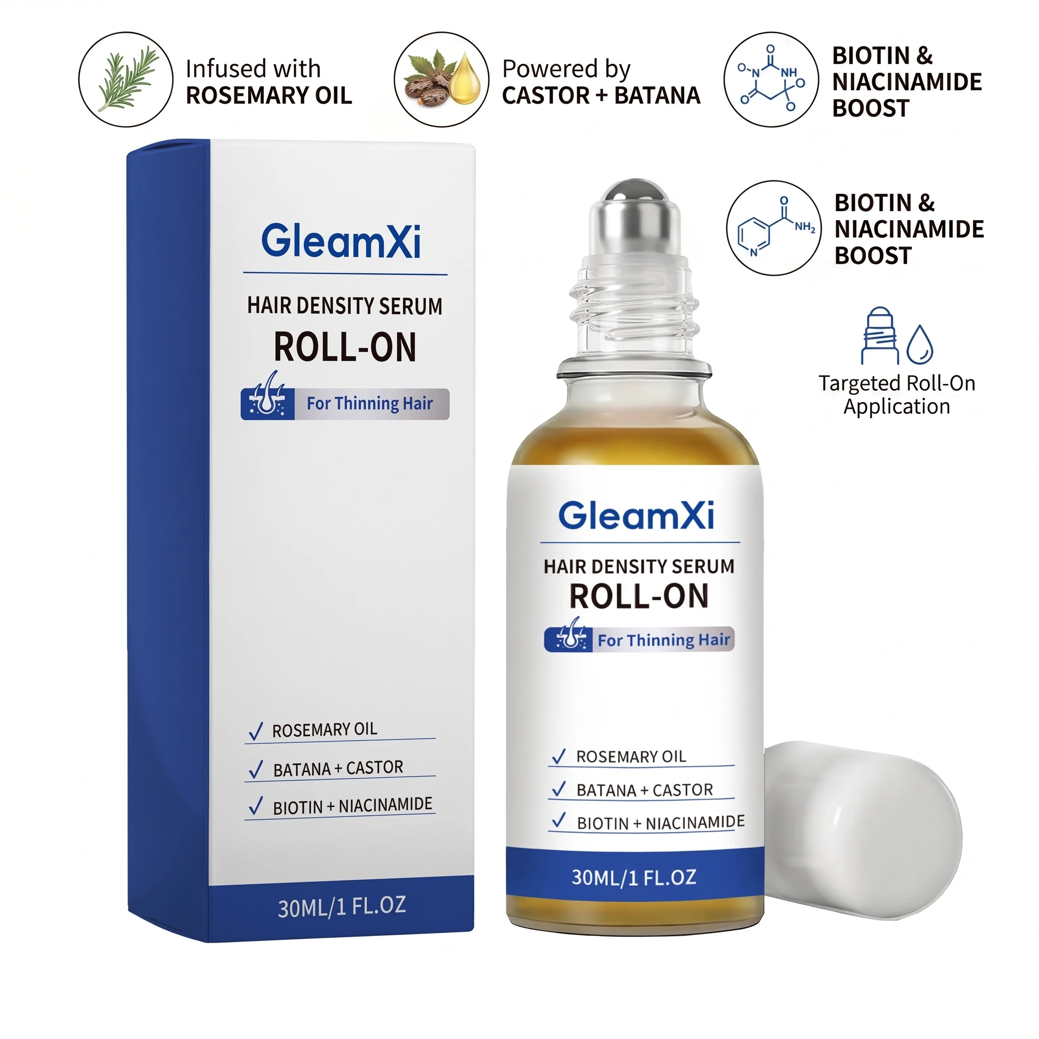 Rosemary Nourishing Hair Roller Serum for Voluminous and Silky Smooth Hair Anti-Hair Loss Repair Damaged Hair Care Essence