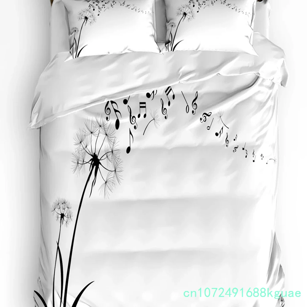 Black And White Dandelion Plant Duvet Cover 3pcs Bedding Set Home Textile Quilt Cover Pillowcases Bedroom Bedding Set No Sheet