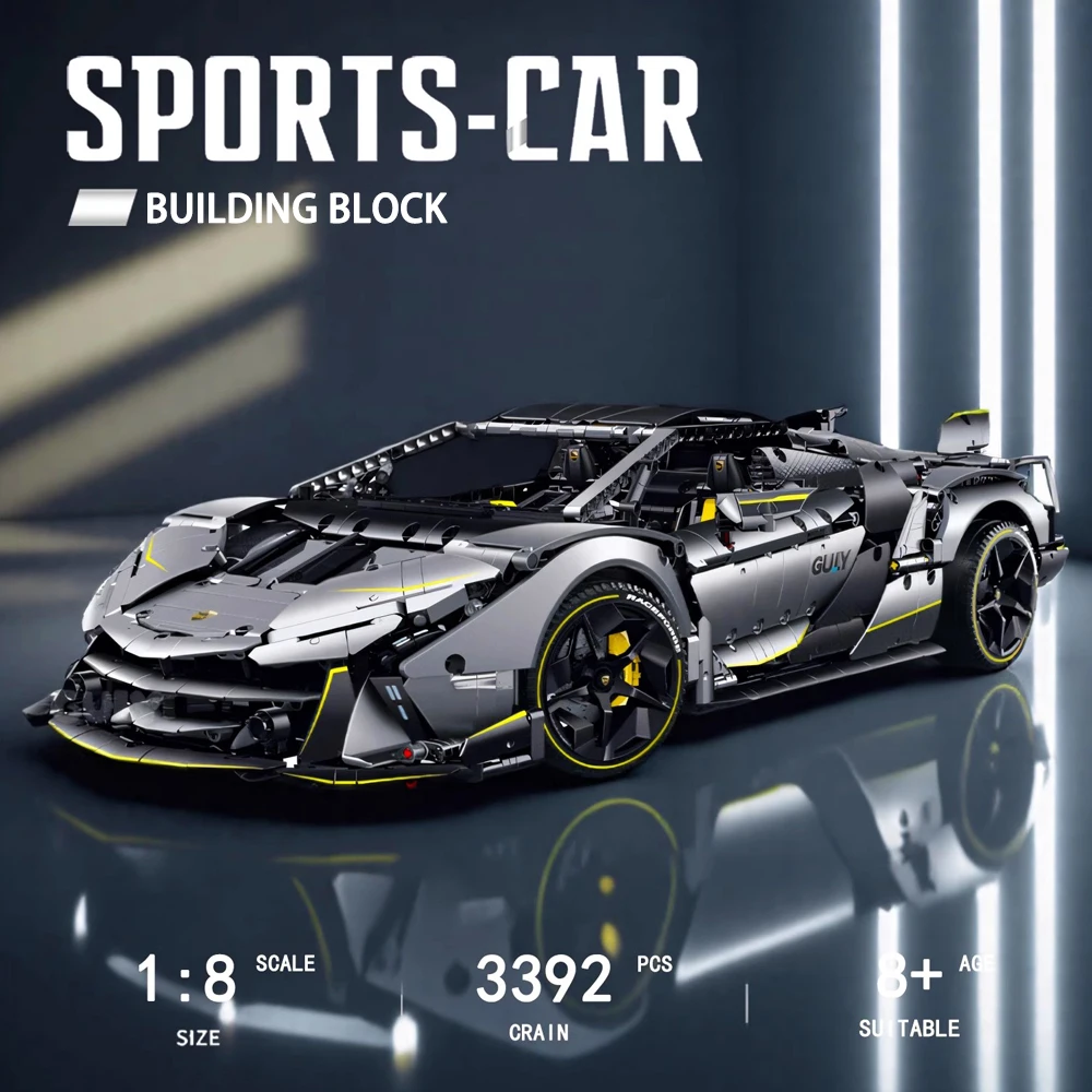 1:8 سلسلة تقنية واحدة معطلة مفهوم سيارة رياضية بنة مدينة الميكانيكية سرعة سباق نموذج سيارة الطوب ألعاب أطفال MOC #2