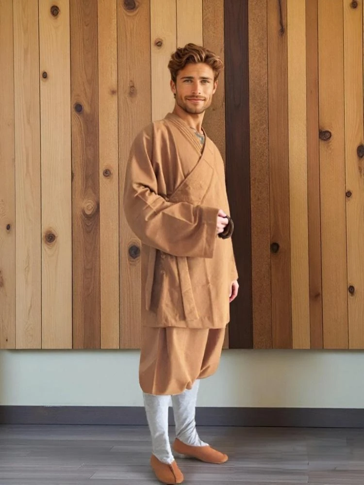 2025 Best-selling Buddhist Monk Set! Mercerized Cotton Robe & Pants - Anti-wrinkle & Skin-friendly For Yoga/temple