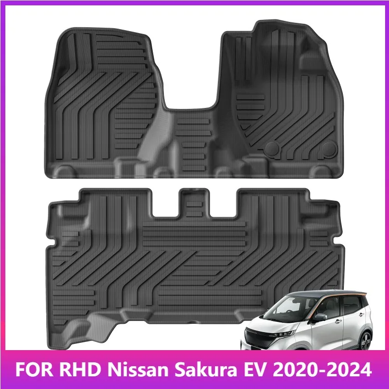 

RHD For Nissan Sakura EV 2020 - 2024 Right Hand Drive Car Floor Mats Cargo Liner Trunk Pad TPE 3D Foot Mat Accessories BLACK