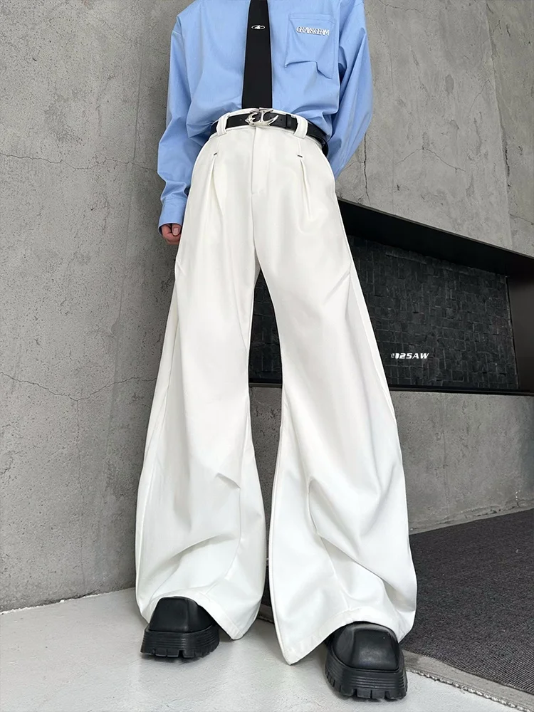 

MARTHENAUT Original Pleated Anti-Wrinkle Wide Leg Men's Pants 3D Tailoring Micro Flared Floor-Length Casual Trousers
