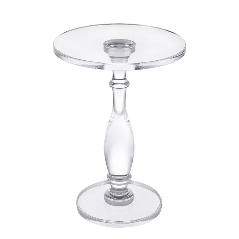 Acrylic transparent coffee table small round table, modern simple living room sofa crystal edge balcony glass coffee table