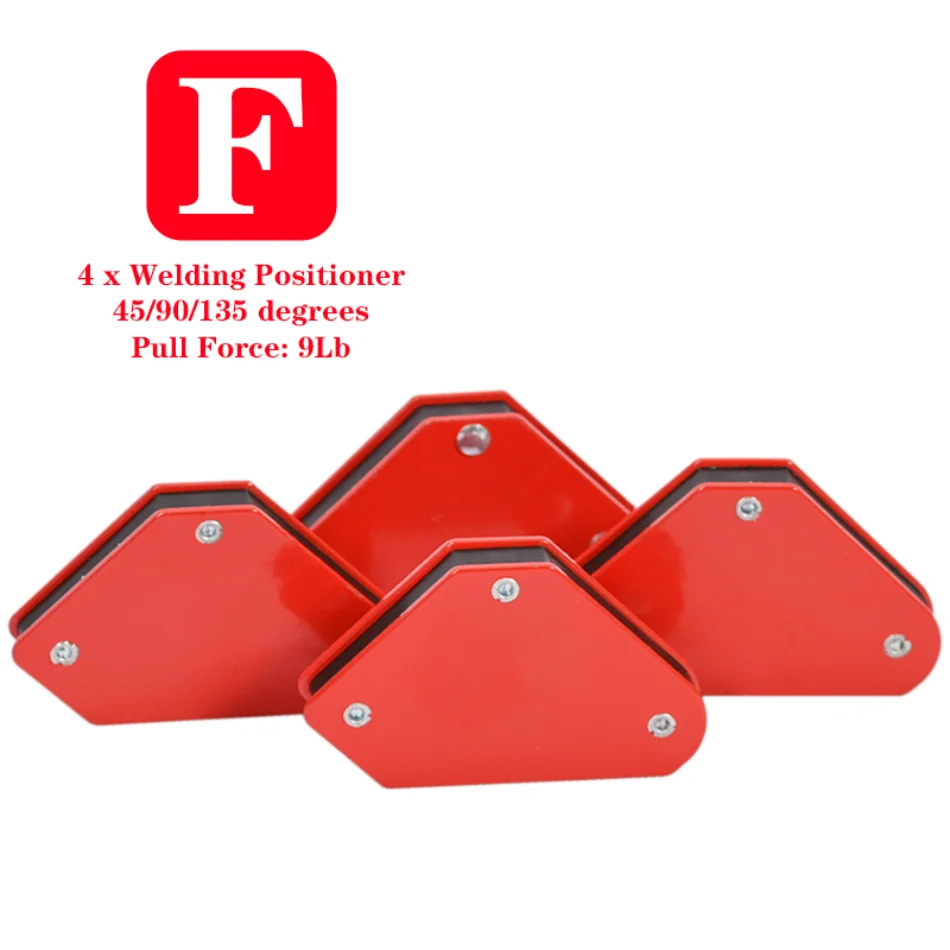 4-Pack Heavy Duty Welding Magnets – 50lb Hold, 4-Inch Arrows With 90, 45, 135, 180 Degree Angles 6 thumbnail image