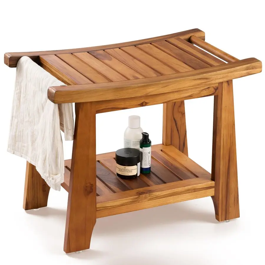 

22L Teak Shower Bench for Inside Shower 400 Lbs Capacity Teak Shower Stool amp Wooden Bathroom Bench, Shower Chair for Inside Sh