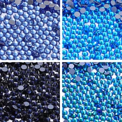 SS6-SS30 Hotfix Glass Flatback Rhinestone Multi Color Blue Glitter Round Stones Iron On Rhinestones For Clothes Decoration