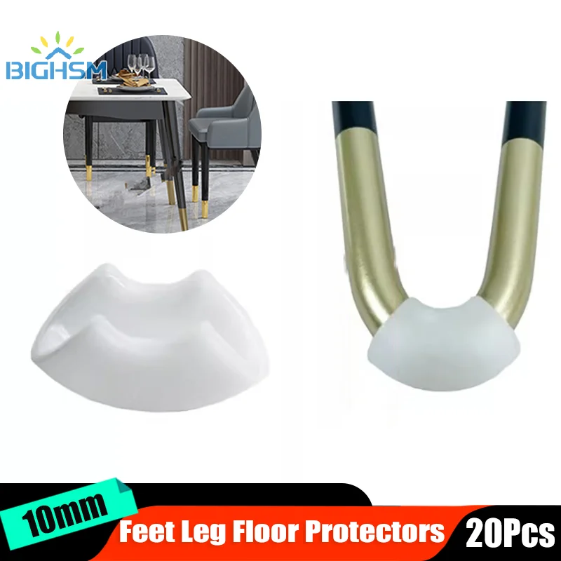 20pcs Non-slip Furniture Leg Pads Plastic Chair Leg Caps Sock Stool Anti-front Tilt U-shaped Tube Rear Pad 10mm Pipe Clamp