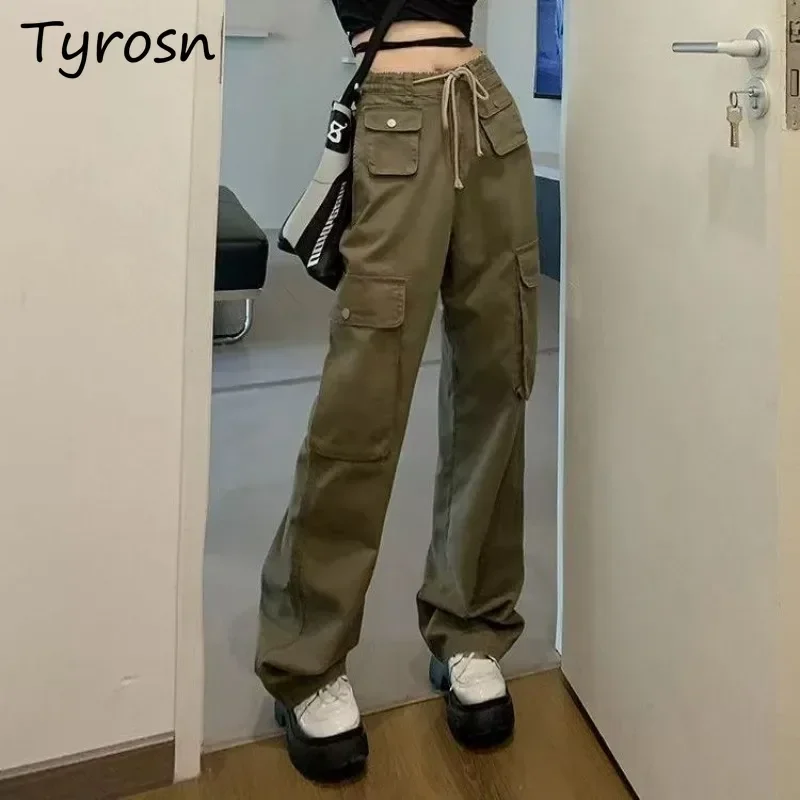 Cargo Pants Women Casual Y2k Chic Streetwear Unisex Cool Autumn Simple American Retro Pockets High Waist Classic Hotsweet Mujer